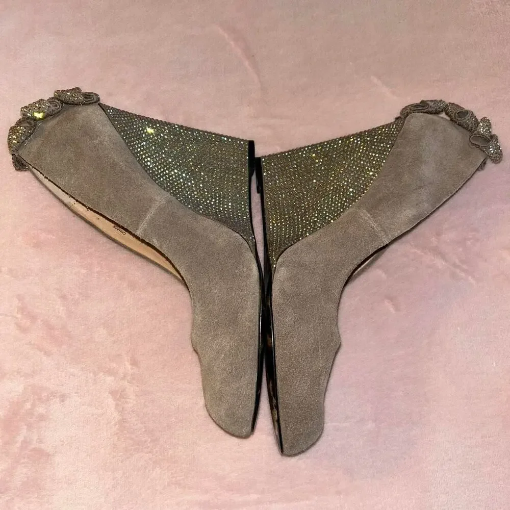Betsey Johnson taupe colored suede‎ wedges size 10